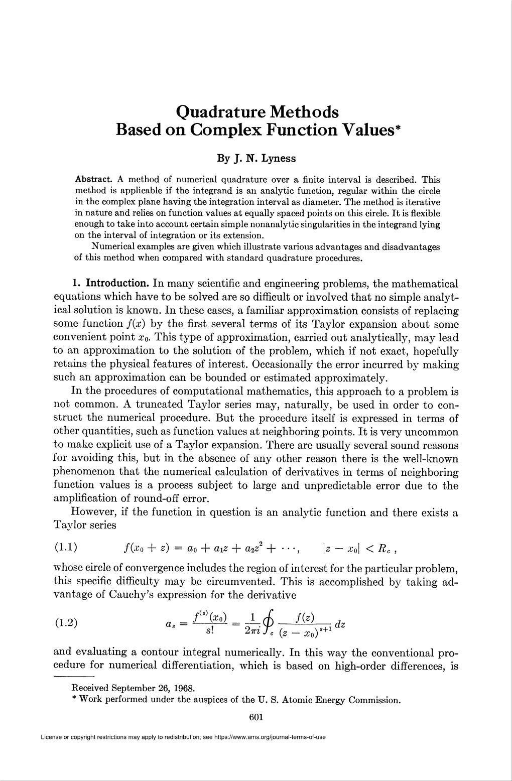 Quadrature Methods Based on Complex Function Values*