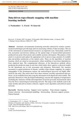 Data-Driven Topo-Climatic Mapping with Machine Learning Methods