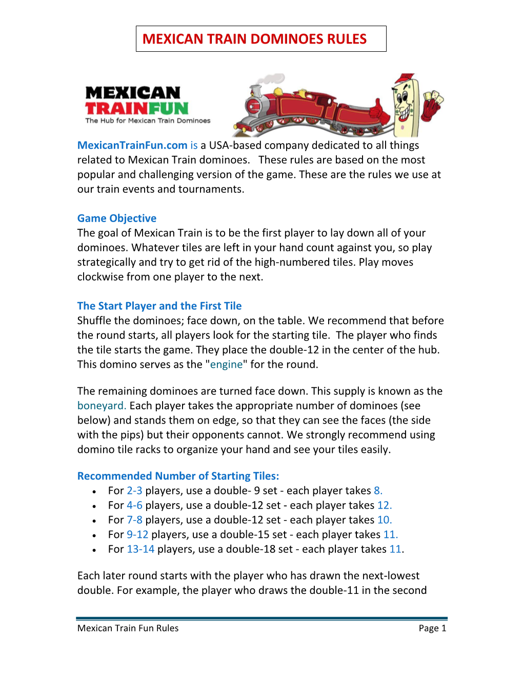 Large Print Domino Rules Mexic