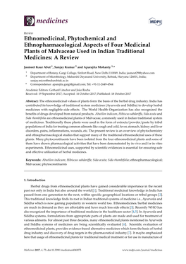 Ethnomedicinal, Phytochemical and Ethnopharmacological Aspects of Four Medicinal Plants of Malvaceae Used in Indian Traditional Medicines: a Review