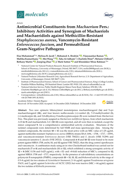 Antimicrobial Constituents from Machaerium Pers.: Inhibitory