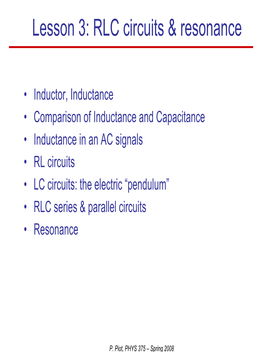 Lesson 3: RLC Circuits & Resonance