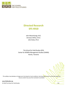 Directed Research SFS 4910