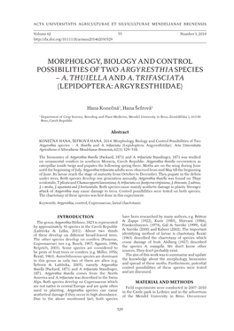 Morphology, Biology and Control Possibilities of Two Argyresthia Species – A