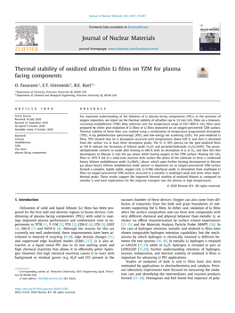 Thermal Stability of Oxidized Ultrathin Li Films on TZM for Plasma Facing