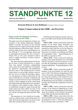 Nature Conservation in the GDR—An Overview