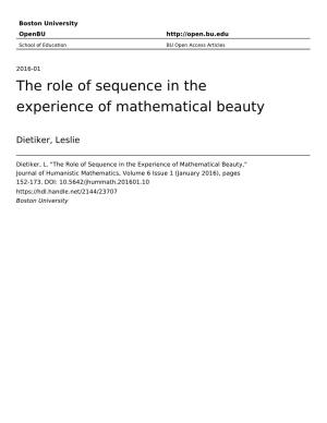 The Role of Sequence in the Experience of Mathematical Beauty