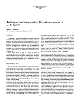 Techniques and Interpretation: the Sediment Studies of G. K. Gilbert