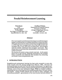 Feudal Reinforcement Learning