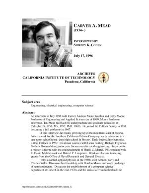 Interview with Carver A. Mead