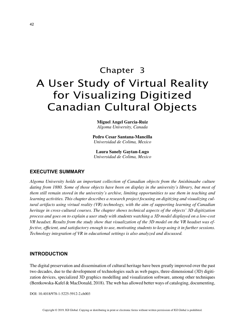 A User Study of Virtual Reality for Visualizing Digitized Canadian Cultural Objects