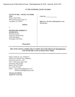Supreme Court of Ohio Clerk of Court - Filed September 04, 2015 - Case No