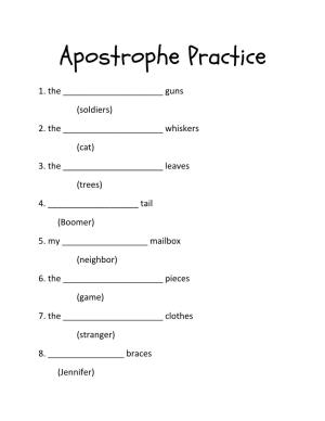 Apostrophes Quotation Marks Underlining Practice Worksheets