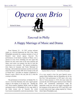 Tancredi in Philly a Happy Marriage of Music and Drama