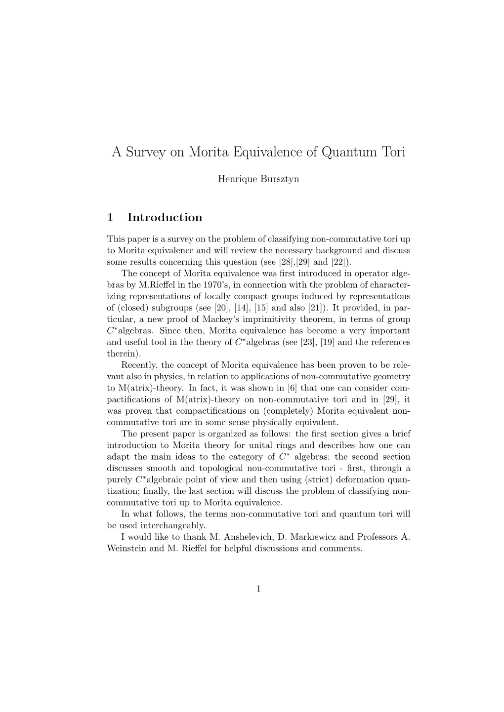 A Survey on Morita Equivalence of Quantum Tori