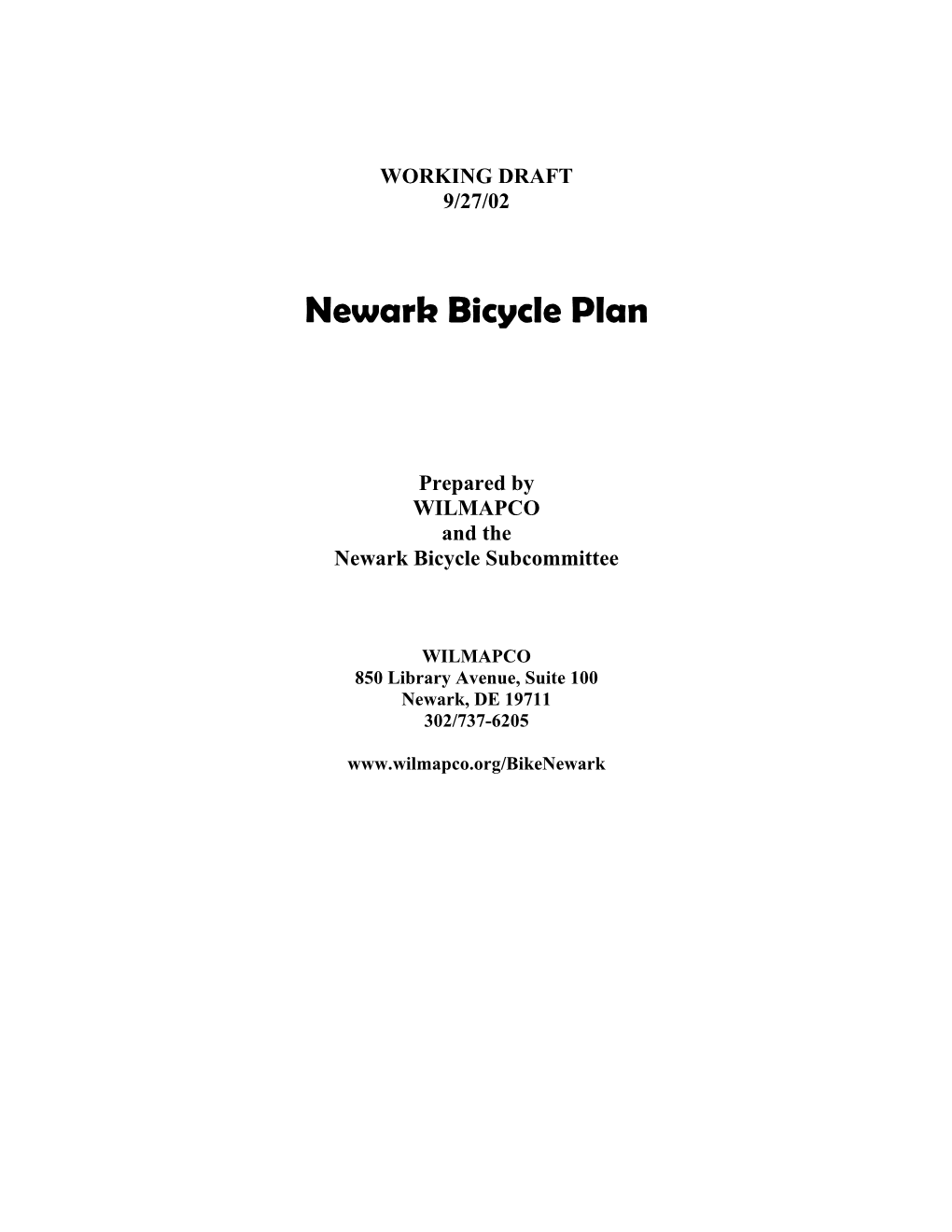 Newark Bicycle Plan