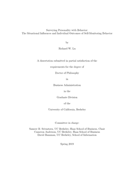 Surveying Personality with Behavior: the Situational Influences And