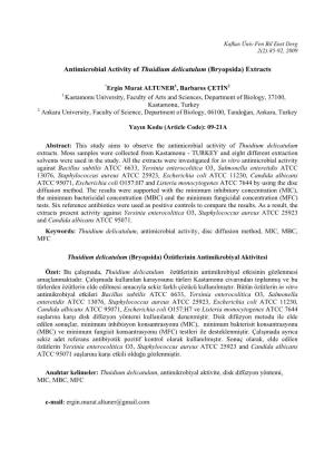Antimicrobial Activity of Thuidium Delicatulum (Bryopsida) Extracts
