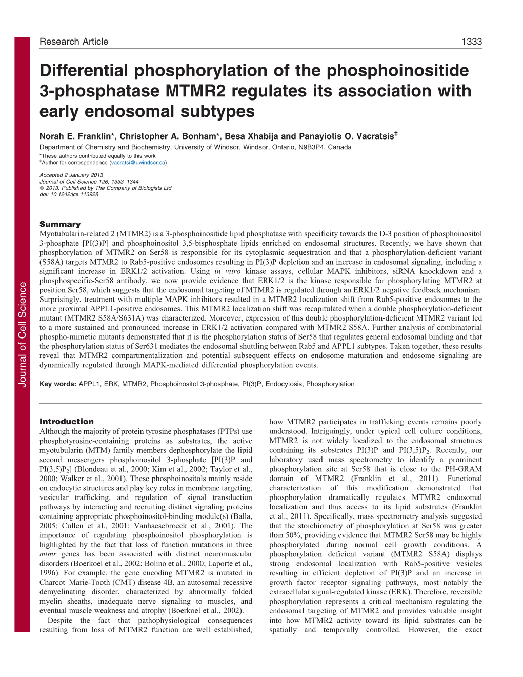 Differential Phosphorylation of the Phosphoinositide 3-Phosphatase