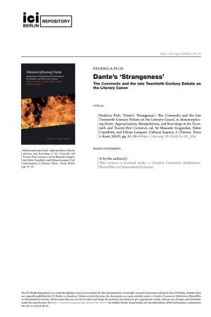Dante's 'Strangeness': the Commedia and the Late Twentieth-Century
