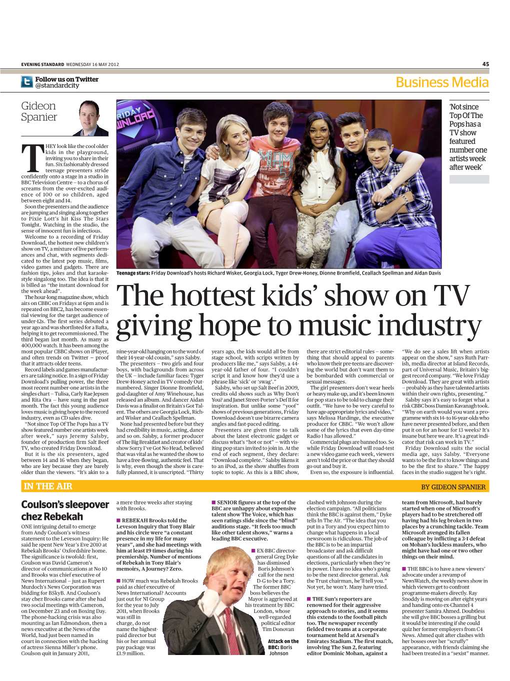 To Read the Evening Standard Article on "Friday Download"