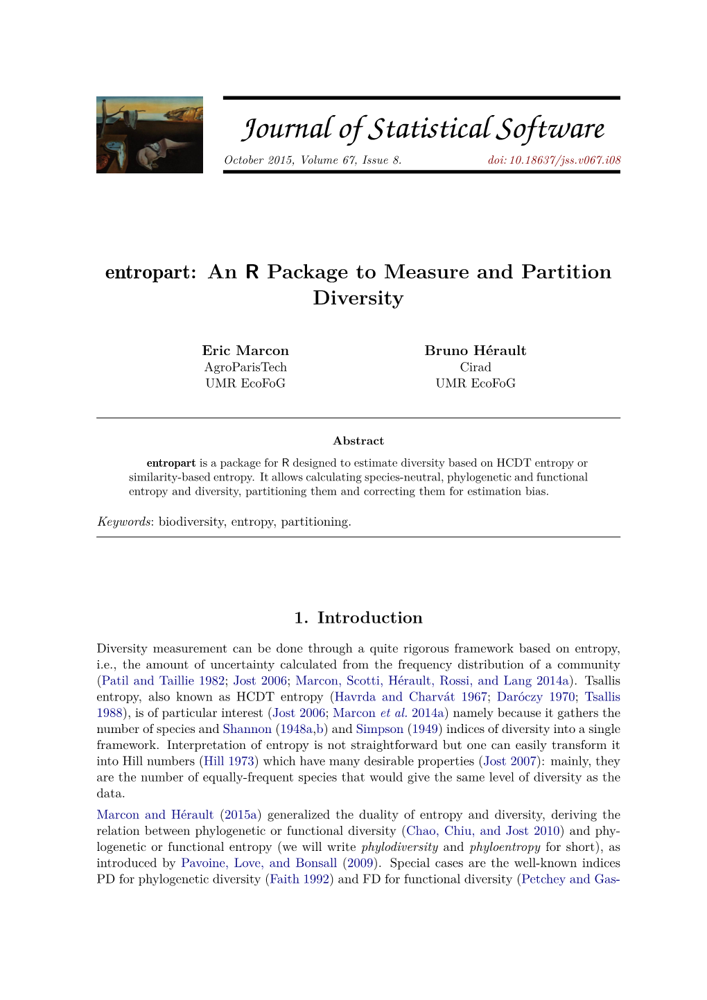 Entropart: an R Package to Measure and Partition Diversity