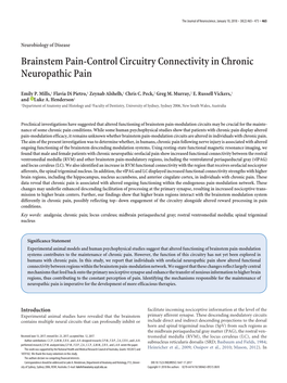 Brainstem Pain-Control Circuitry Connectivity in Chronic Neuropathic Pain