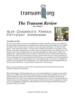 Transom Review: Alex Chadwick's Famous 50 Cent Interviews