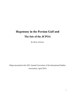 Hegemony in the Persian Gulf and the Fate of the JCPOA