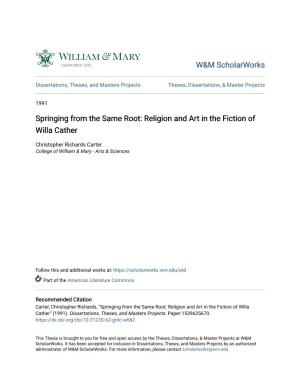 Religion and Art in the Fiction of Willa Cather