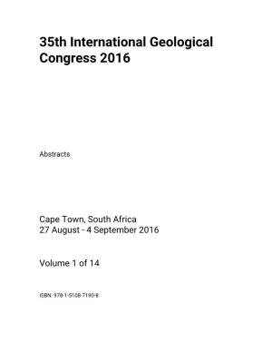 35Th International Geological Congress 2016
