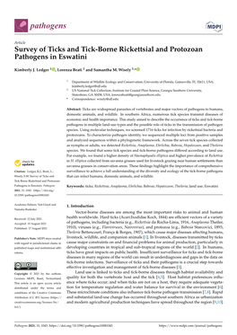 Survey of Ticks and Tick-Borne Rickettsial and Protozoan Pathogens in Eswatini