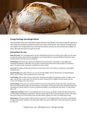 Forage Heritage Sourdough Starter Instructions For