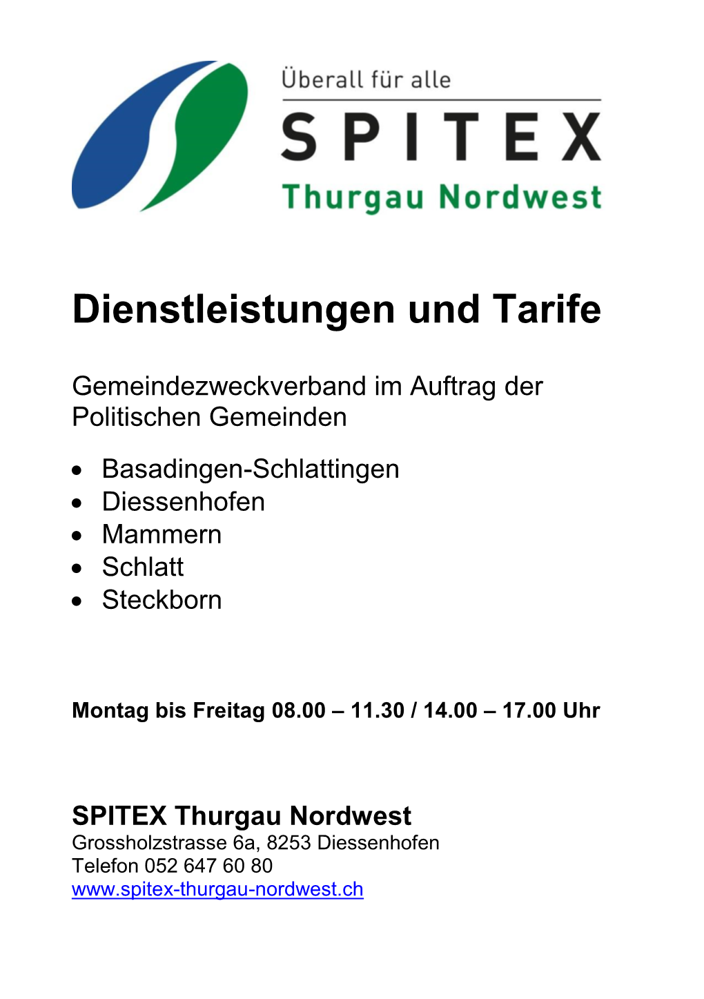 Angebot + Tarife SPITEX Thurgau