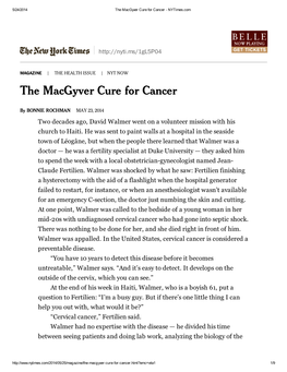 The Macgyver Cure for Cancer - Nytimes.Com