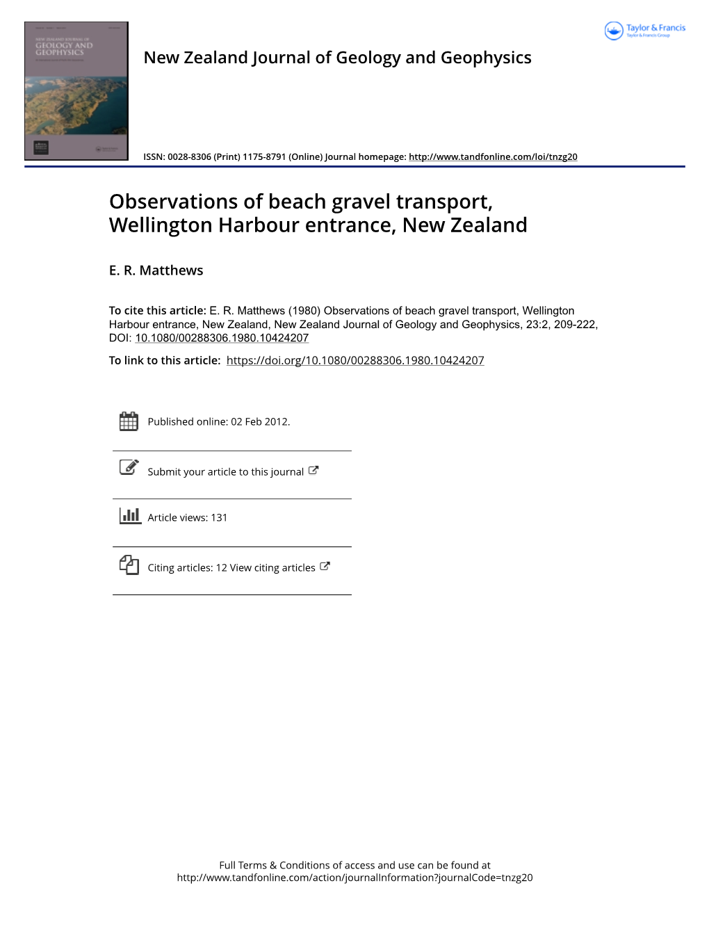 Observations of Beach Gravel Transport, Wellington Harbour Entrance, New Zealand