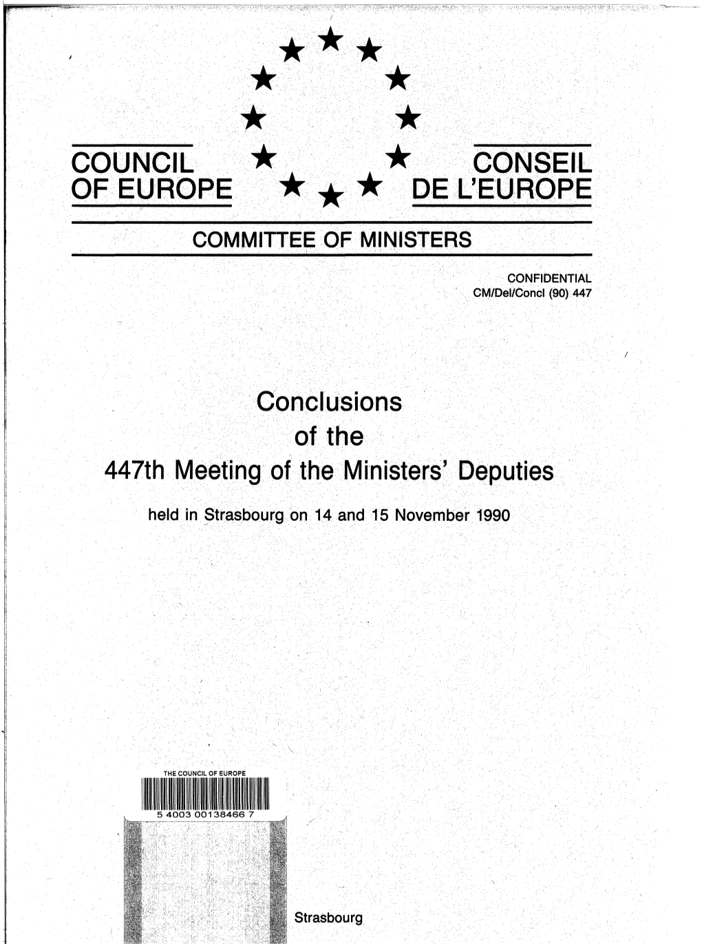 COUNCIL of EUROPE COMMITTEE of MINISTERS CONFIDENTIAL CM/Del/Concl