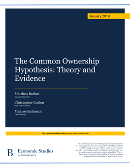 The Common Ownership Hypothesis: Theory and Evidence