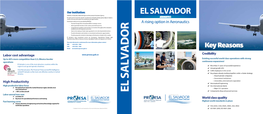EL SALVADOR PROESA Is El Salvador’S National Export and Investment Promotion Agency
