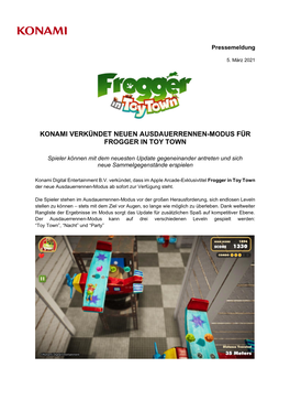 Konami Verkündet Neuen Ausdauerrennen-Modus Für Frogger in Toy Town