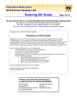 Entering 5Th Grade Page 1 of 13