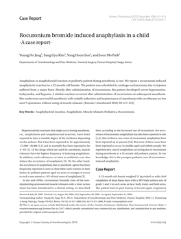Rocuronium Bromide Induced Anaphylaxis in a Child -A Case Report
