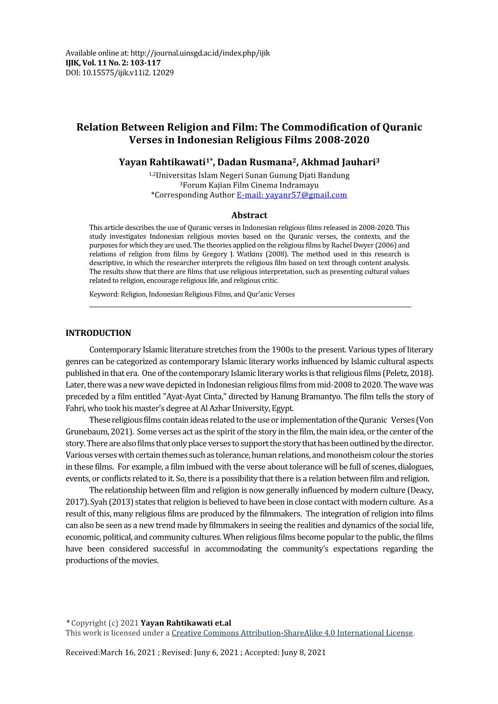 The Commodification of Quranic Verses in Indonesian Religious Films 2008-2020