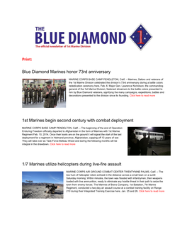 Blue Diamond Marines Honor 73Rd Anniversary 1St
