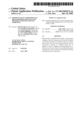 (12) Patent Application Publication (10) Pub. No.: US 2003/0069170 A1 Soltero Et Al