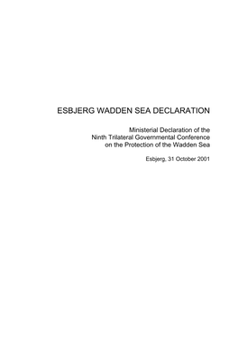 Esbjerg Wadden Sea Declaration