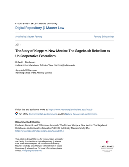 The Story of Kleppe V. New Mexico: the Sagebrush Rebellion As Un-Cooperative Federalism