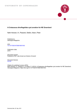 A Cretaceous Dinoflagellate Cyst Zonation for NE Greenland