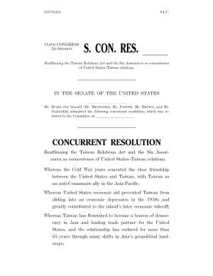 Concurrent Resolution; Which Was Re- Ferred to the Committee on Llllllllll