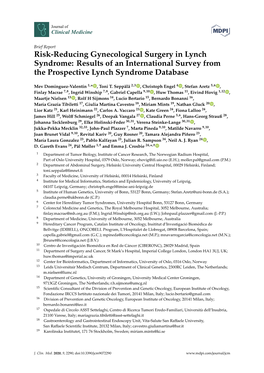 Risk-Reducing Gynecological Surgery in Lynch Syndrome: Results of an International Survey from the Prospective Lynch Syndrome Database